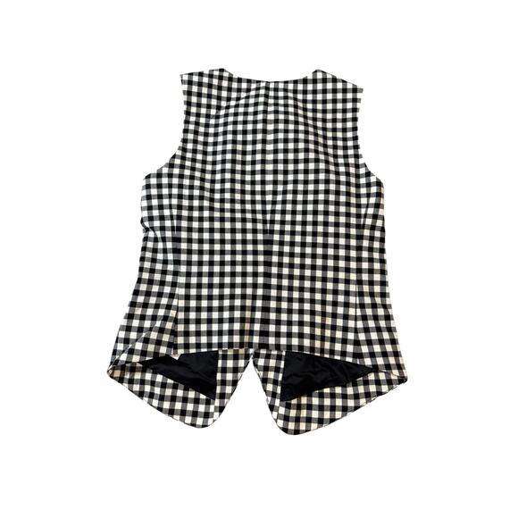 NWT Madewell Single-Breasted Crewneck Vest True Black White Checkered - Picture 4 of 12